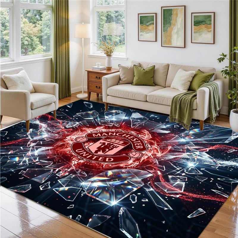 Manchester United Design Crystal Velvet Rug Soft Decorative Mat for Bedroom Entrance