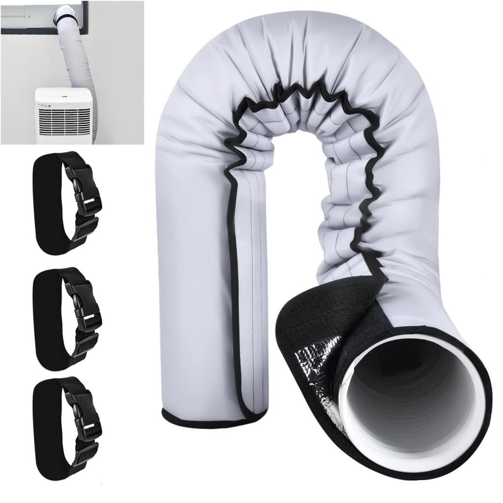Insulated Portable Air Conditioner Hose Cover With Adjustable Straps Easy Installation Black Sleeve for Duct Vent