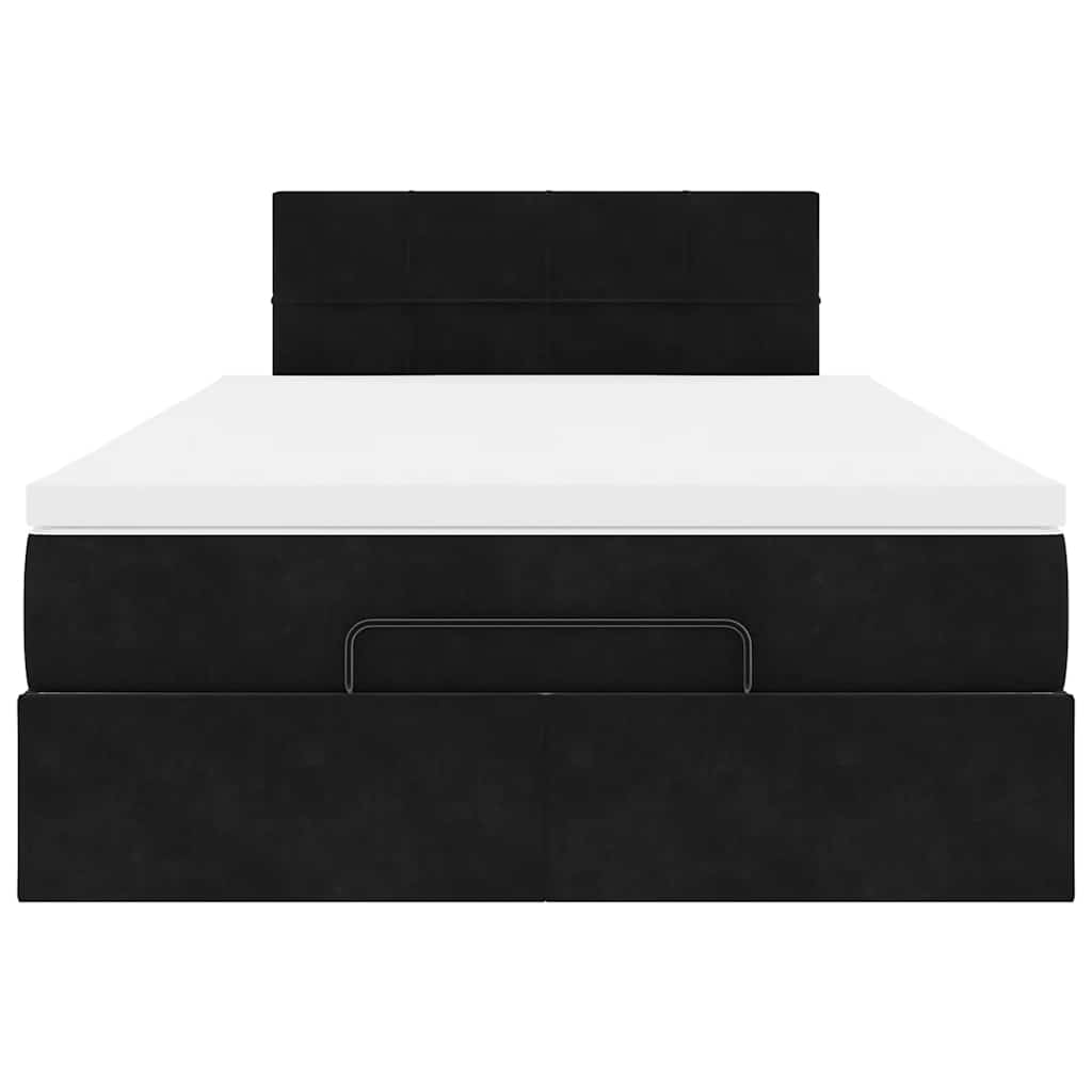 Ottoman Bed with Mattress Black 120 x 190 cm Velvet