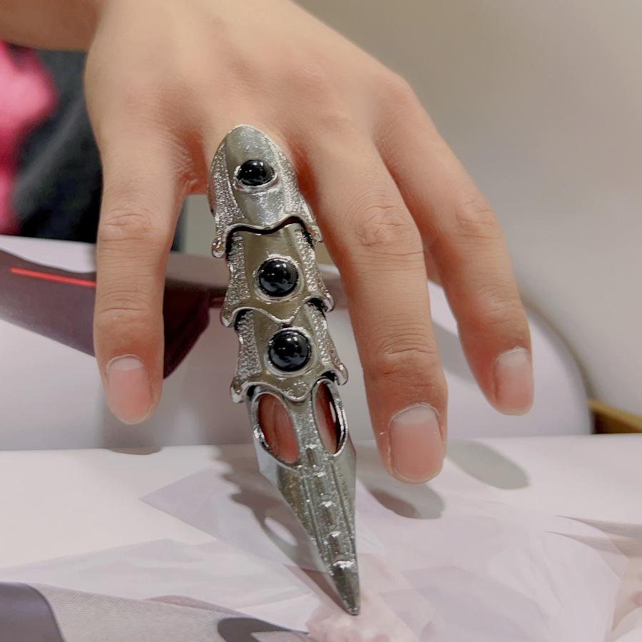Jewelry Fashion Ring Punk Rock Animal Skull Finger Long Ring Pearl Style Ring