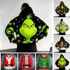 Fashion Men Women's Hoodies Christmas Green Monster Print Hoodies Pullover Christmas Party T-shirt Kids Hoodies Top Outdoor Clothing