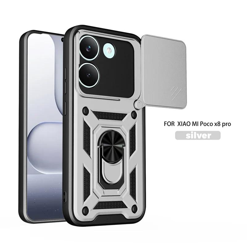 Чехол Для Xiaomi Poco X8 Pro 5G Чехол Бронированный Слайдер Защита Камеры Кольцо-Подставка Задняя Крышка Для Pocco Poko Little X8Pro PocoX8pro Capa