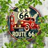Винтажная металлическая жестяная табличка Route 66 Ретро Автомобиль Бензоколонка Настенное искусство Декоративная табличка Гараж Мужская берлога Декор Подарок