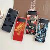 Чехол для телефона Samsung Galaxy Z Flip 6 5 4 Прозрачный для Samsung Z Flip 3 Жесткий ПК Трендовая Мода Мультяшный Китайский Дракон