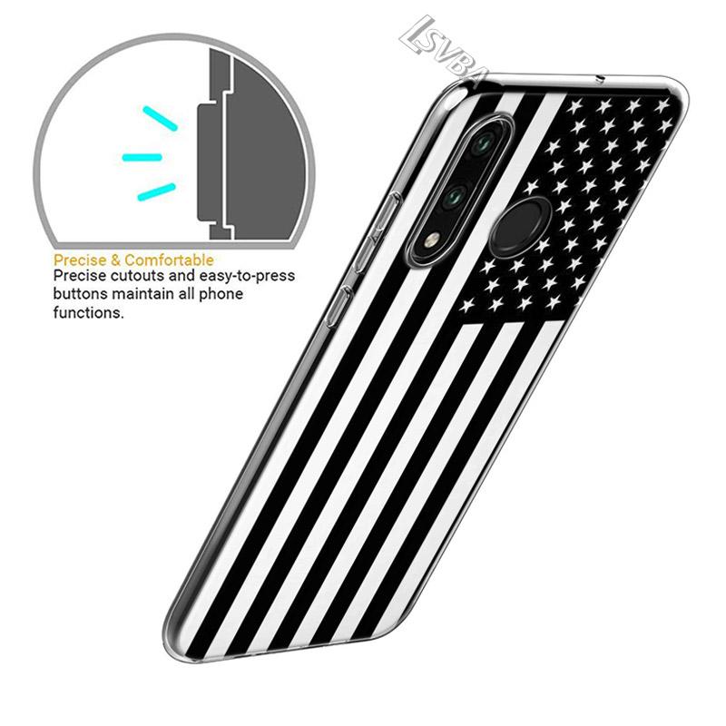 Thin Blue Line American Flag Soft TPU Silicone Cover For Huawei P40 P30 P20 Pro P10 P9 P8 Lite E Plus 2019 2017 Phone Case