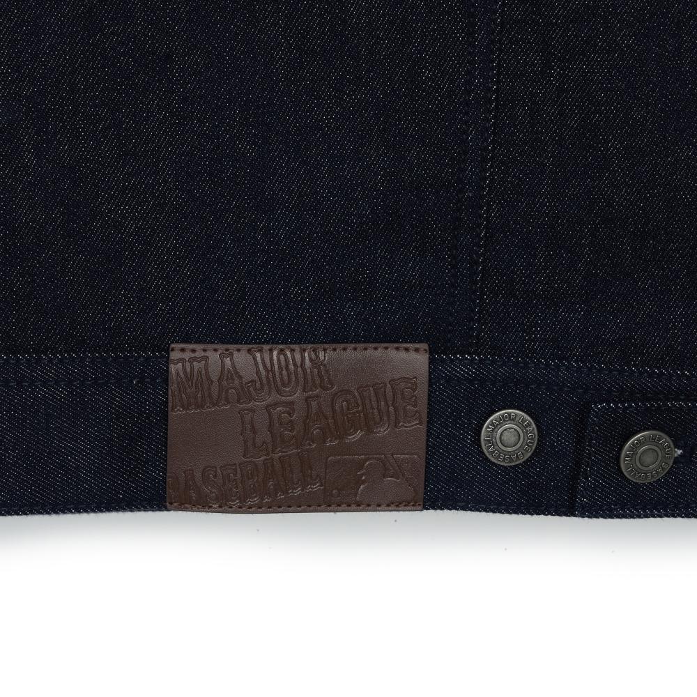 New MLB Denim Mixed Jacquard Dia Monogram Boston Red Sox Denim Jackets Coats Unisex Marine Blue 3ADKM0544-43NYD