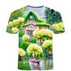 2024 Summer New Spring/Summer Landscape Series 3D Digital Printed T-shirt for Casual and Comfortable Men and Women Round Neck T-shirt