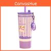Petal Straw Cup Insulated Travel Mug With Carrying Rope For School And Commuting