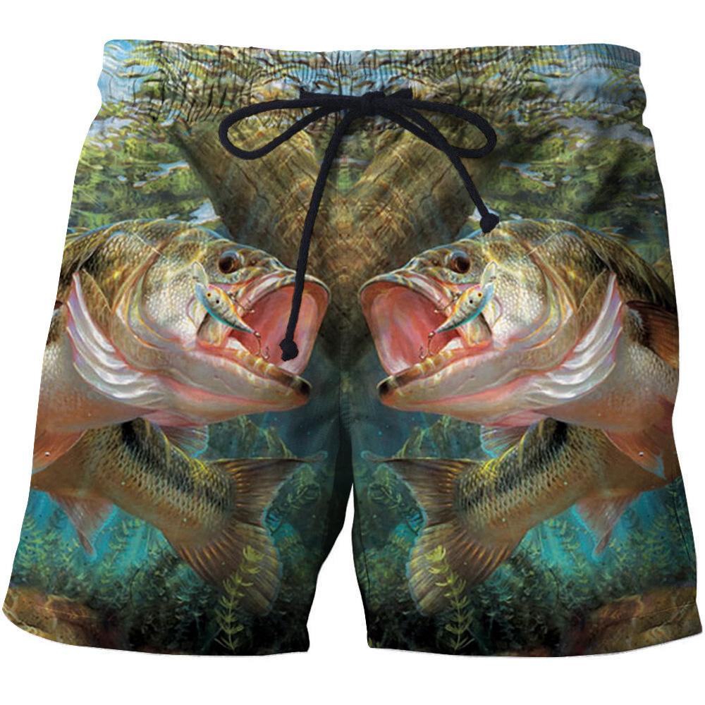 Men's 3D Big Eyed Shark Print Shorts Casual Beach Shorts