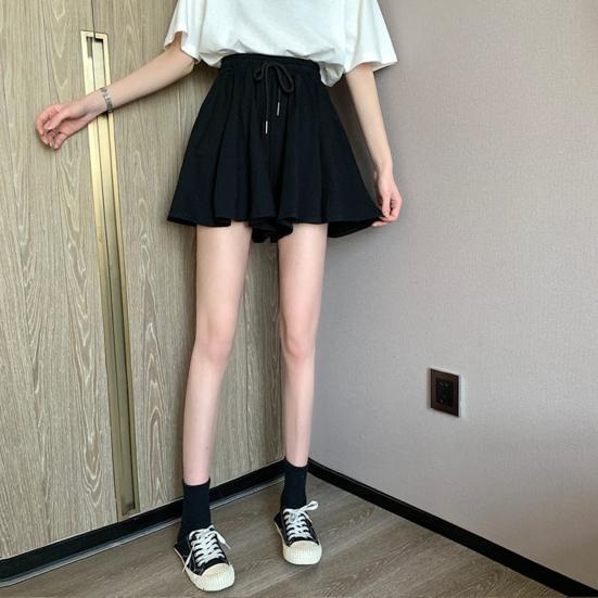 Женские повседневные шорты, эластичные регулируемые шорты с завязками, короткие брюки, сплошной цвет, дизайн с карманами, широкие плиссированные рабочие шорты