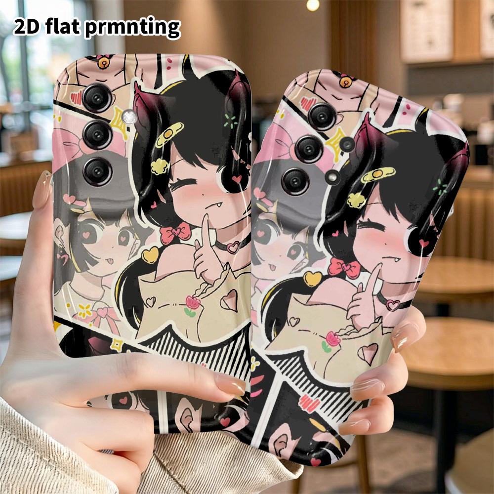 Phone case: 2D flat, suitable for Samsung Galaxy A34 A35 M05 M06 S20 S22 S21 FE Plus 5G, cat ear girl, perfect holiday gift for Christmas and Hallowee