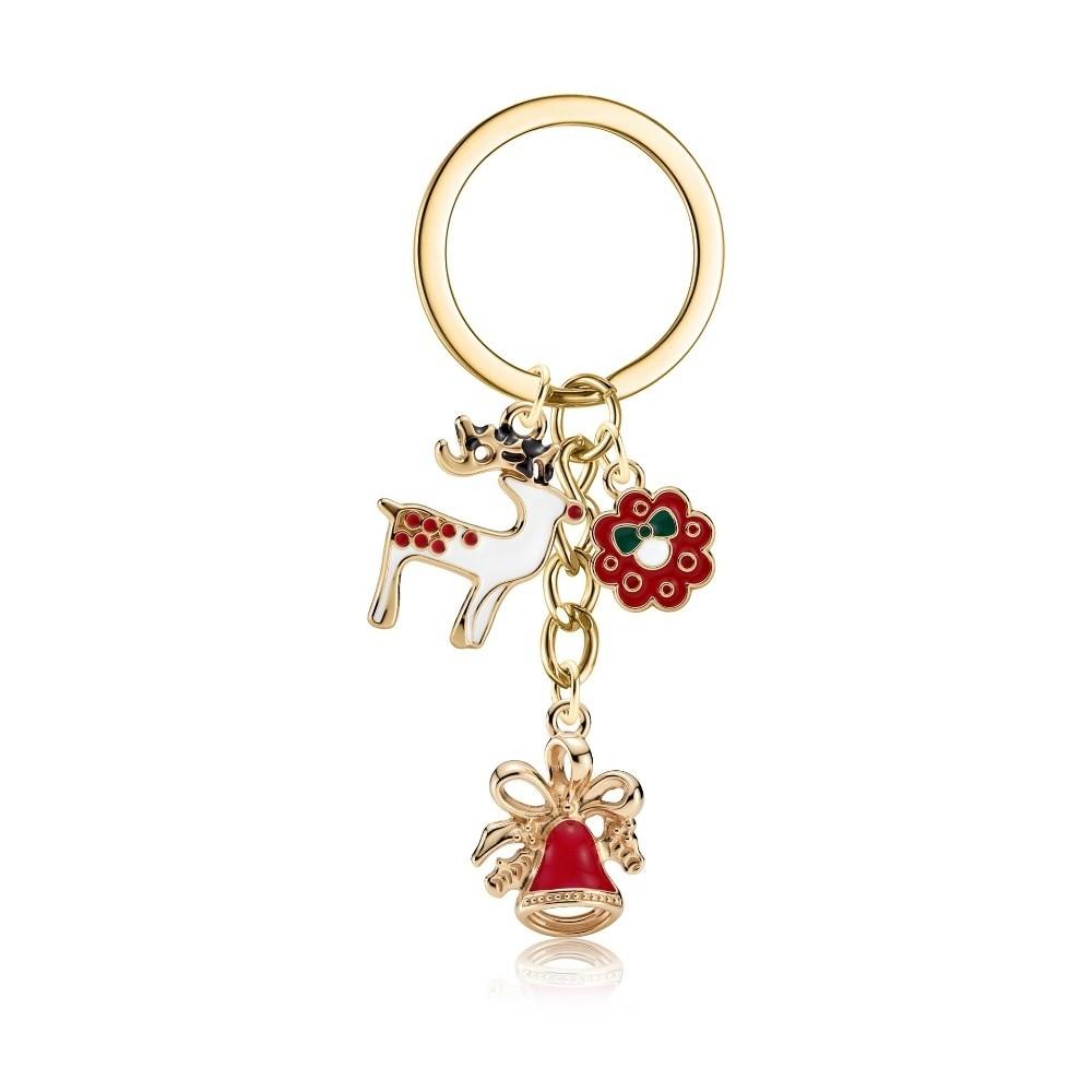 Snowman Christmas Key Chain Flower Elk Metal Xmas Pendant New Santa Claus Keychain Jewelry Gifts