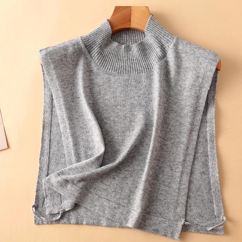 Women Wool Detachable Collar Fake Neck Mock Hooded Solid Color False Sweater Ladies Turtleneck Neckwear Clothing Accessories