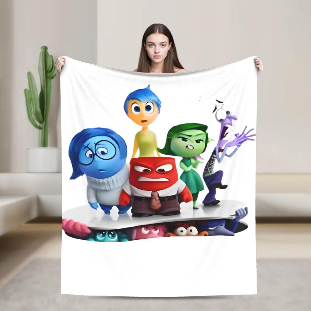 Inside Out 2 Cartoon Blanket Travel Office Flannel Throw Blanket For Outdoor Super Warm Custom Quality Bedspread