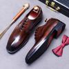 Luxury Men's Oxfords Genuine Leather Brogue Brown Lace Up Wingtip Dress Shoes for Men Office Wedding Party Formal Footwear
