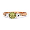 Peridot Three Stone Pear Accent Ring - Sterling Silver Rose Gold Vermeil
