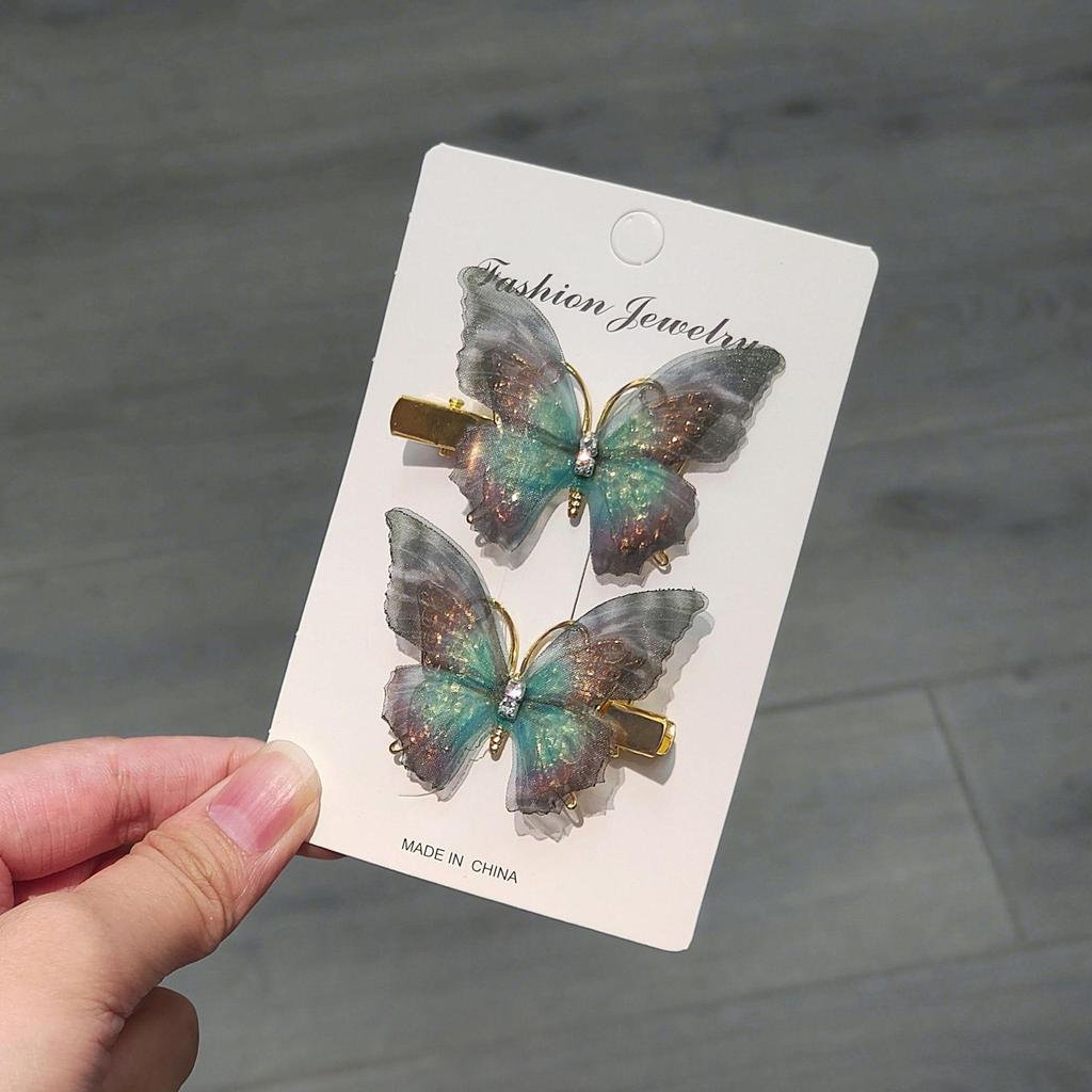 Градиентная заколка-бабочка для детей - симпатичная заколка-уточка из сетки и сплава, идеально подходит для стилей ханьфу и феи