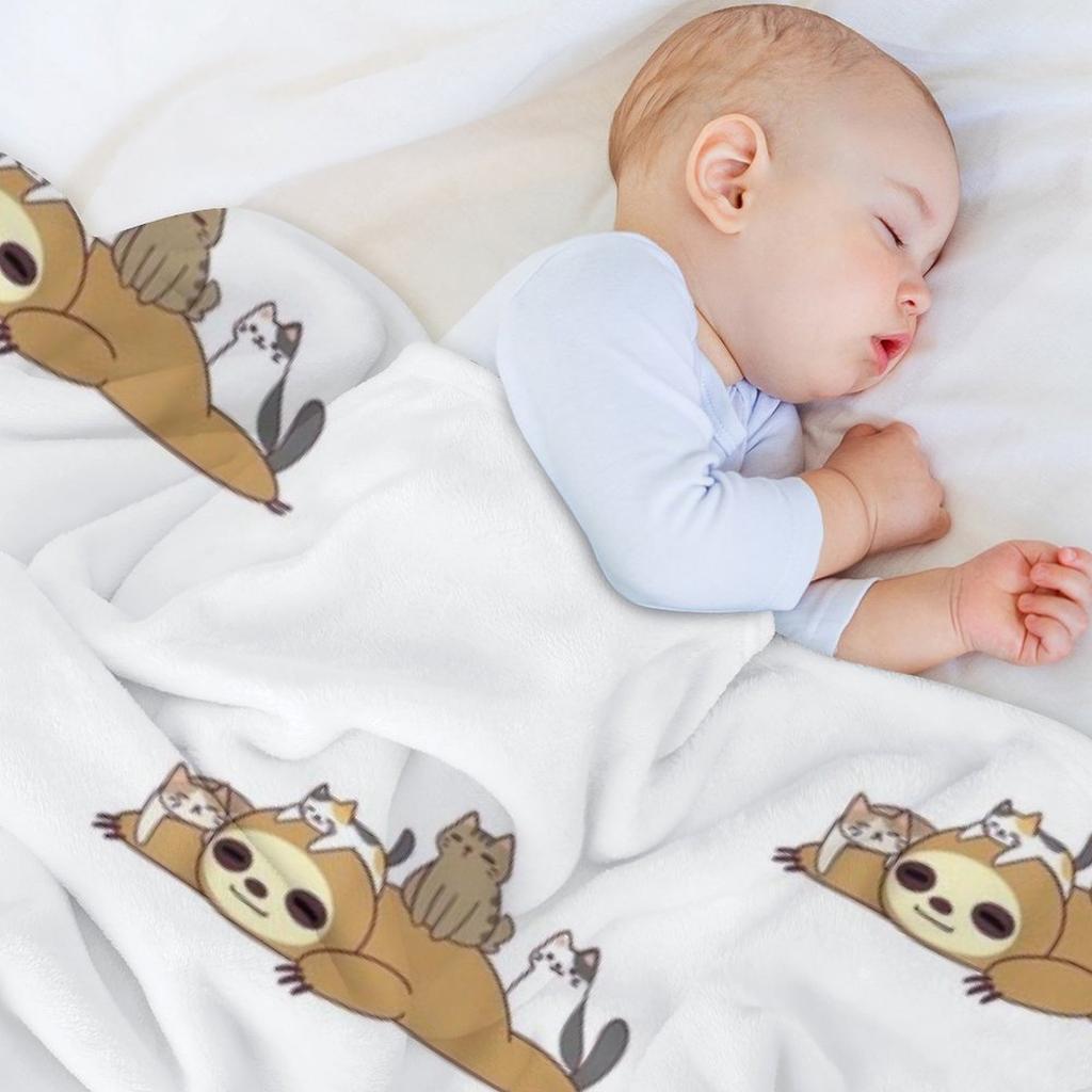 Ленивец Стопка Любит Котиков Смешной Милый Ленивый Ленивец и Кошачий Плед Постельное белье Мягкие Декоративные Пледы