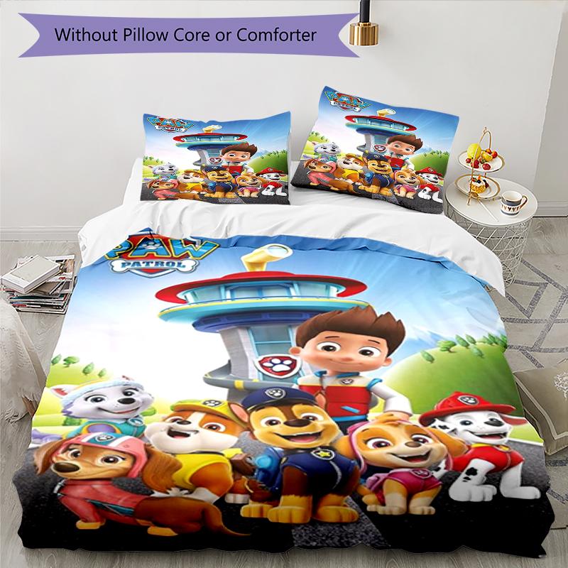 3pcs PAW Patrol Bedding Set Duvet Cover Closure Includes 1 Duvet Cover & 2 Pillowcases, Soft and Comfortable for All Seasons.