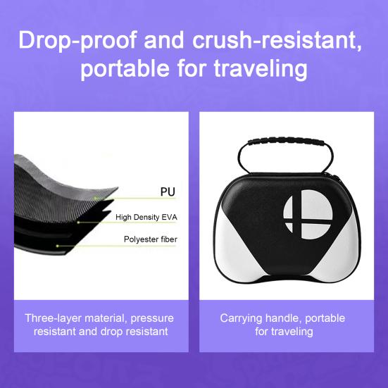 Противоударный жесткий дорожный чехол для контроллера из ЭВА, беспроводной геймпад с сетчатым карманом, фиксирующий ремень, универсальная защитная сумка с ручкой