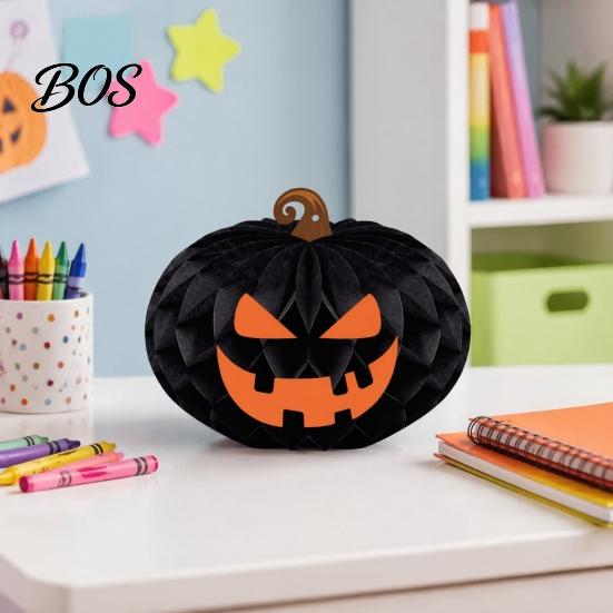 Creative Halloween Accents Honeycomb Ornament, Pumpkin Spider Hanging Paper Indoor Supplies Decoration for Home Office Classroom Holiday Party Favors