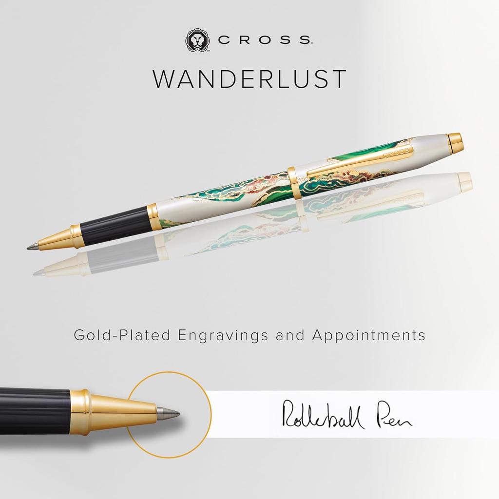 CROSS Wanderlust Rollerball Pen Ballpoint with Gift Box and Shopping Borneo Green (Water-based Pen) AT0755-2, Bag,