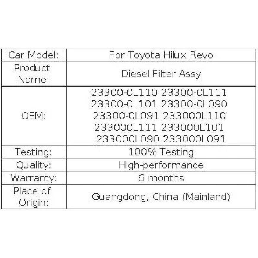 Сборка топливного фильтра дизельного двигателя для Toyota Hilux Revo 23300-0L110 23300-0L111 23300-0L101 23300-0L090 23300-0L091 233000L110 233000L111 23300