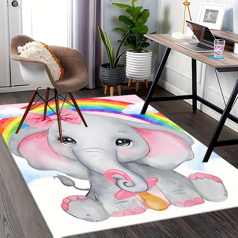 1pc Rainbow Elephant Chair Mat, Non-Slip Carpet for Office Chairs, Festive Gift, Suitable for All Seasons, Decorative for Home and Office, Living Room