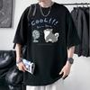 Cute Men Oversized Drop Shoulder T-Shirt 100% Cotton Streetwear Tee