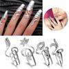 Party Silver Color Rhinestone Fashion Nail Ring Fingernail Protective For Women Finger Nail Rings