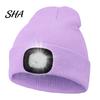 Outdoor Lighting Winter Hat LED with Light, Unisex USB Rechargeable Headlamp Skull Cap, Accessory Warm Knitted Cap for Men, Women, Gear Adjustable