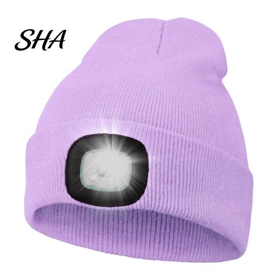 Outdoor Lighting Winter Hat LED with Light, Unisex USB Rechargeable Headlamp Skull Cap, Accessory Warm Knitted Cap for Men, Women, Gear Adjustable