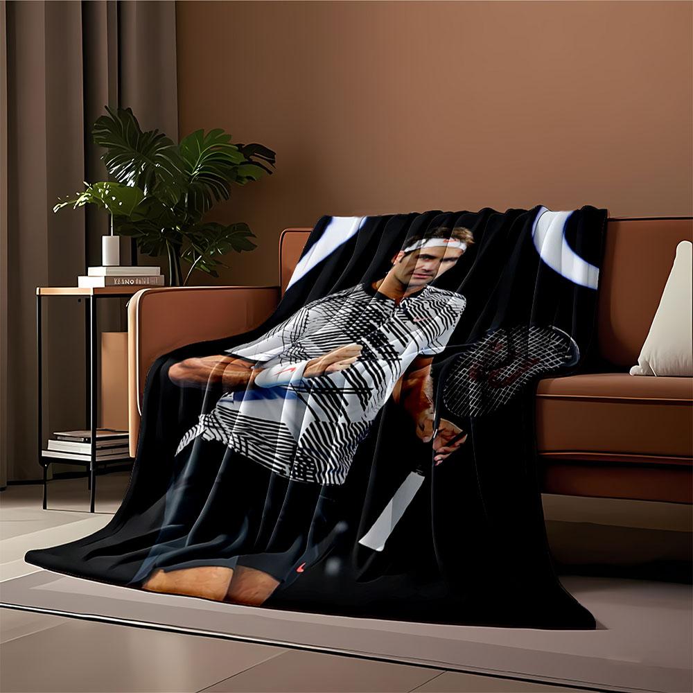 Tennis Player with Racket Blanket for all seasons blanket lunch break throw gift