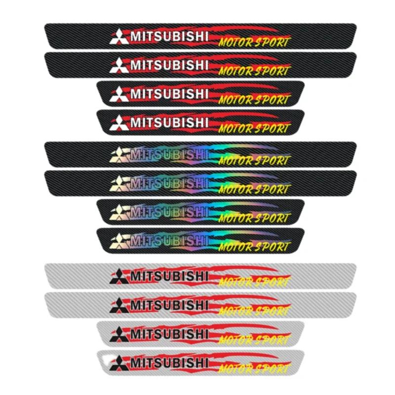 Наклейки на пороги автомобиля Mitsubishi Eclipse Lancer Ralliart Outlander ASX L200 Mirage Pajero из углеродного волокна, защитные, передние и задние