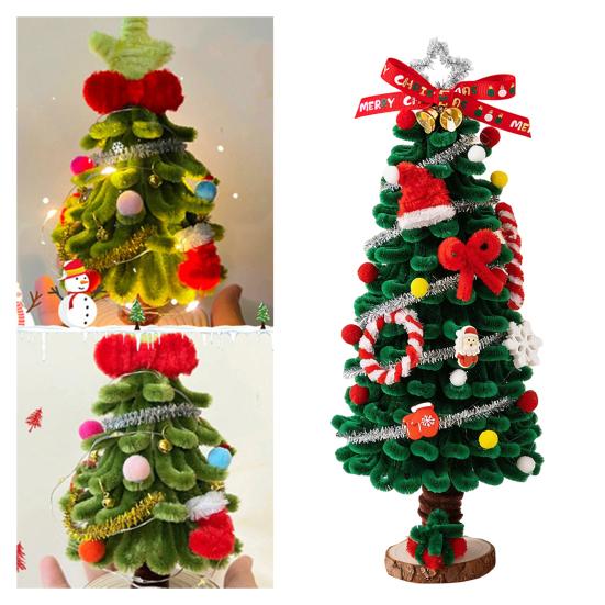 DIY Christmas Tree Kit with Light String Festive Desktop Decoration Warm Christmas Atmosphere Light New Year Gift Christmas Decor