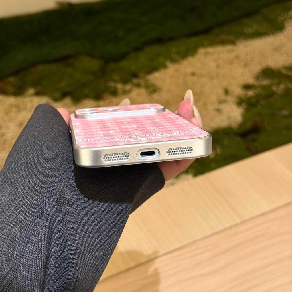 Pink Plaid Bow Magnetic Stand iPhone Case for Models 14, 15 Pro Max, 16, and Apple 17