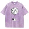 Floating Astronaut Printing Female Washed Short T-Shirt Fashion Casual Tshirt Street Hip Hop Tops Summer Loose Distress Clothes