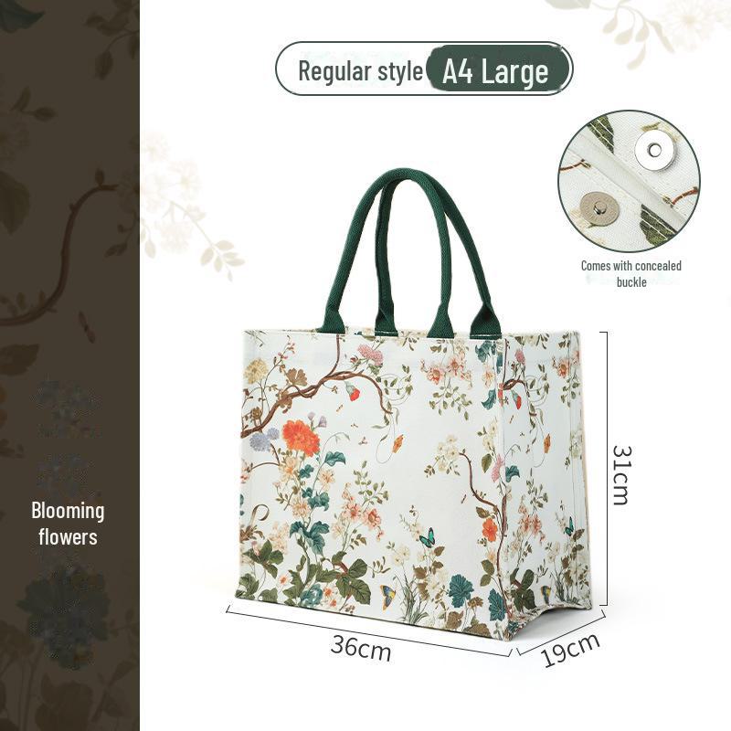 Large 3D Floral Canvas Tote with Custom Ribbon - Ideal for Corporate Promotions