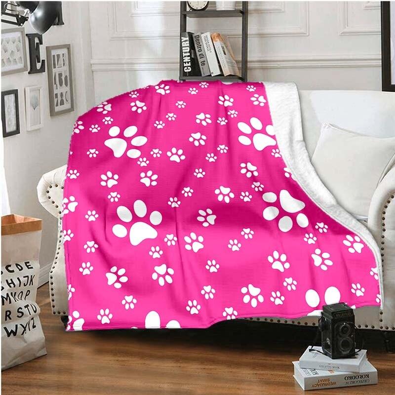 Одеяло с принтом щенячьих лап, одеяло для дивана-кровати, супер мягкое теплое одеяло, фланелевое одеяло