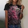 Summer Fashion Round Neck Women's Top 3d Printed With Animal And Flower Patterns T-Shirt Casual Loose Short Sleeve T-Shirt