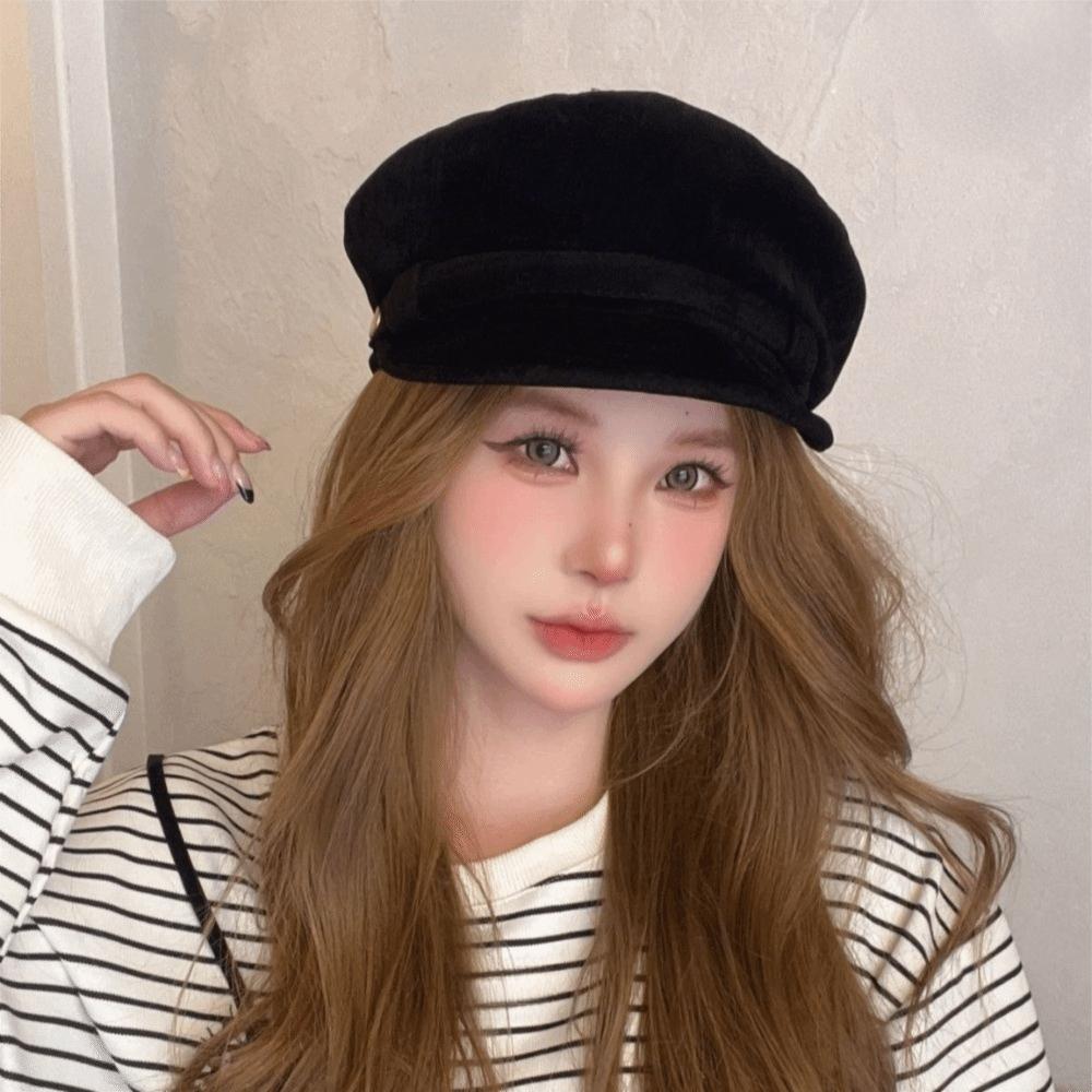 Flat Top Suede Berets Warm Artist Hat Vintage Newsboy Hat  Girls