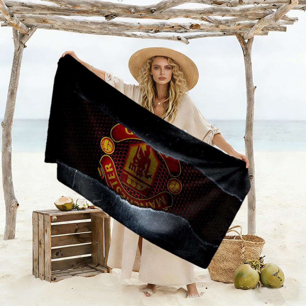 Manchester Crest Beach Towel Super Soft Microfiber Quickdry Fabric Comfortable Lightweight Perfect for Traveling Yoga Camping and Swimming