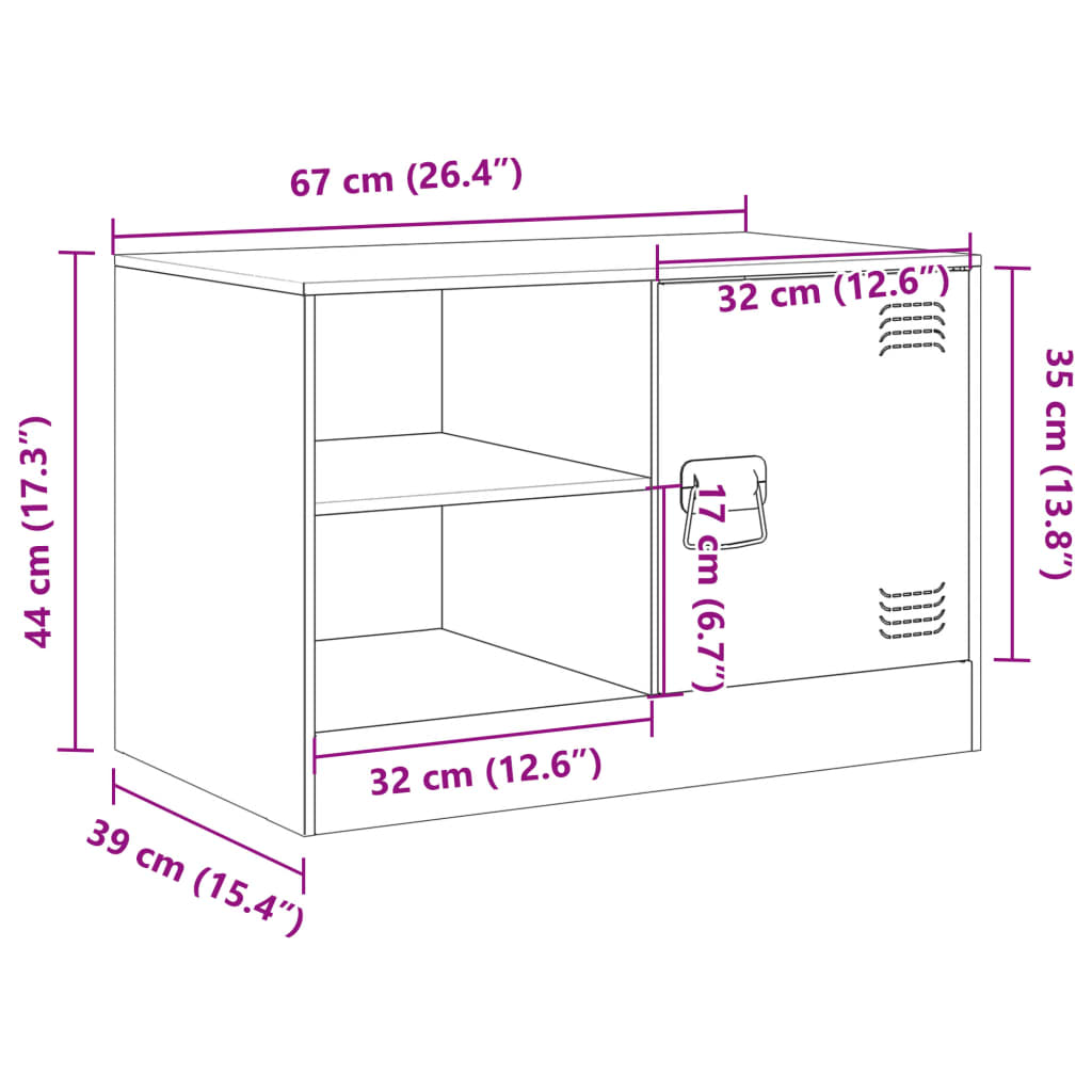 TV Cabinets (2 pcs) White 67 x 39 x 44 cm Steel