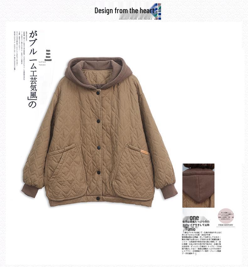 2024 Women's Hooded Thick Cotton Jacket - Casual, Plus Size, Autumn/Winter Outerwear