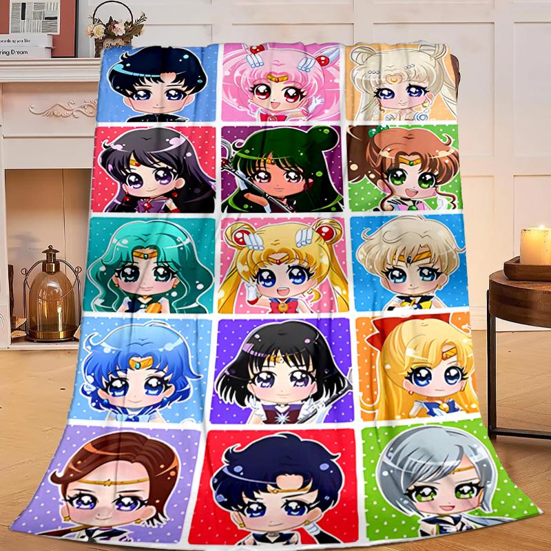 1PC Sai-lor anime Characters Flannel Blanket Gift, Suitable for Both Men And Women, Soft Ideal for Beds And Sofa, Birthday Or Christmas Gift
