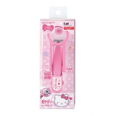 KAI Hello Kitty Щипчики для ногтей с лупой Изогнутое лезвие Сделано в Японии KK2509