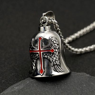 Кулон в виде мотоцикла викинга из нержавеющей стали в готическом стиле панк-байкер, украшение для мужчин с колокольчиком для экзорцизма.