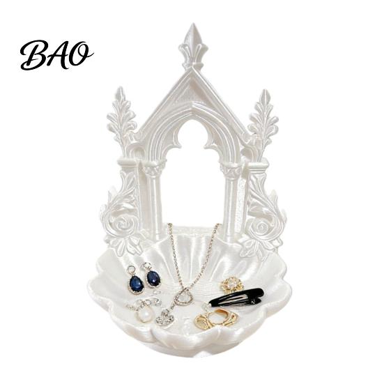 Hairpin Organizer Tray Jewelry Storage Tray, with Gothic Arch Pearlescent Design, Small Perfume And Lipstick Themed Organizer, for Rings Earrings