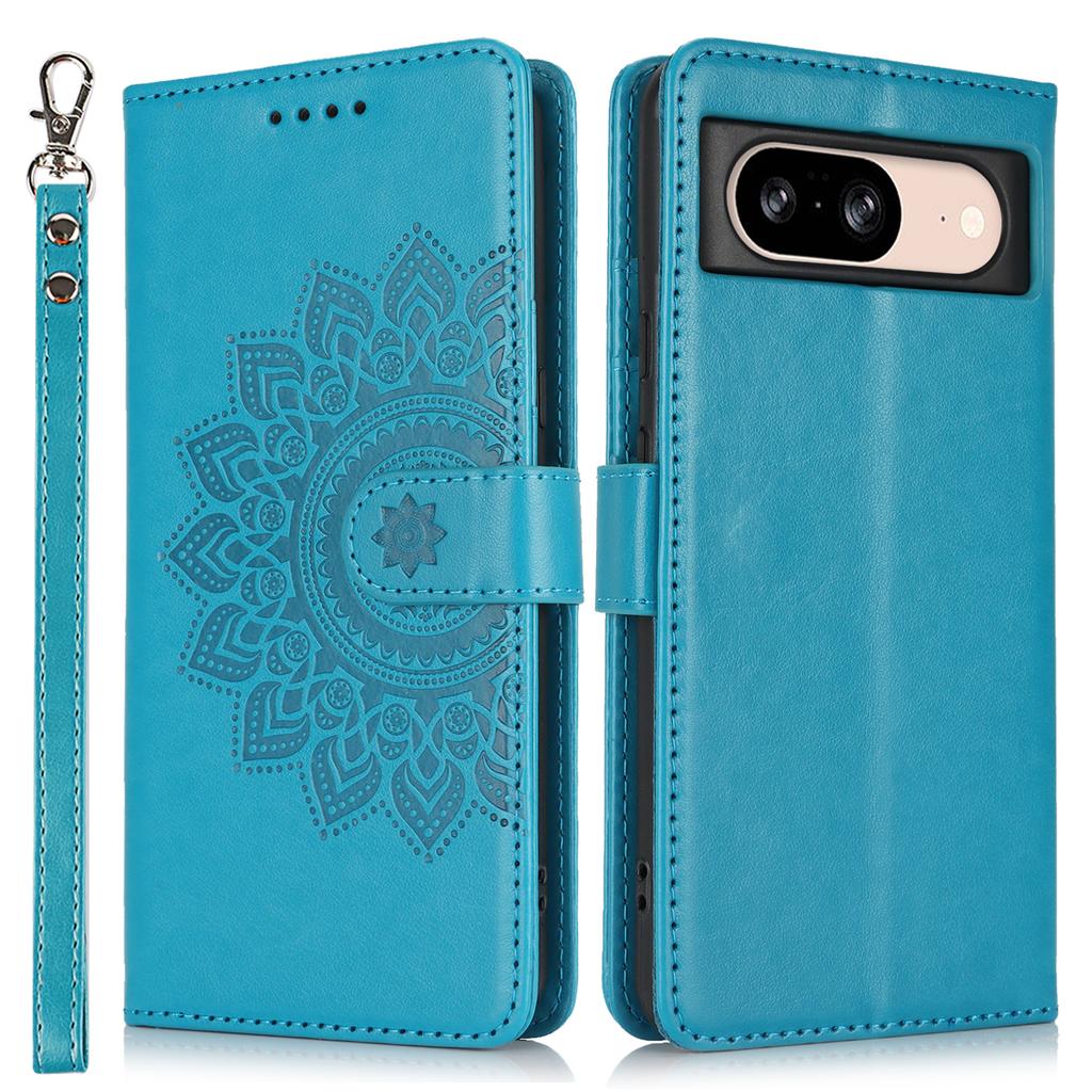 For Google Pixel 8 Case Textured Leather Wallet Phone Cover with Strap