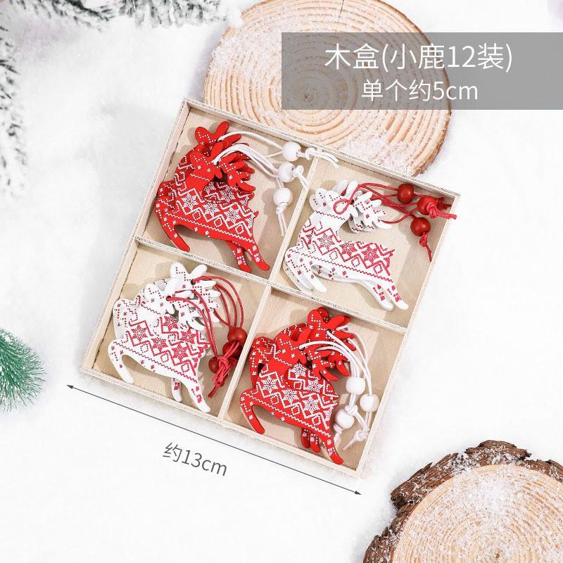 Wooden Christmas Tree Ornaments Nordic Style Snowflake Reindeer Star Hanging Decor Window Display